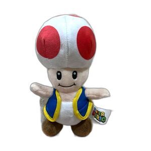 Nintendo Super Mario Toad Plush Toy Toadstool Small Mushroom 9” With Tags